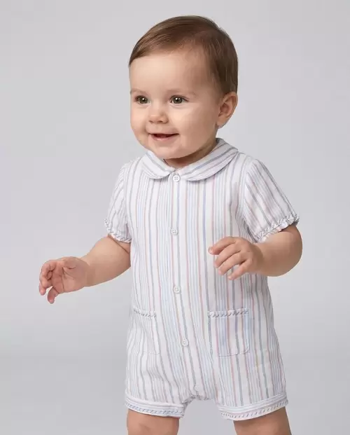 Pijama de rayas blanco