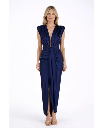 VESTIDO DRAPEADO AZUL MARINO
