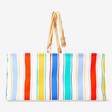 Cesta de picnic de tela a rayas - 28x39 cm