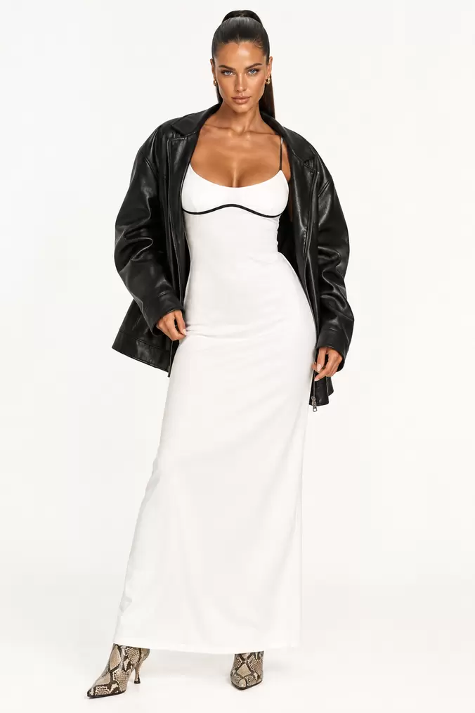 Contrast-Trim Cami Maxi Dress