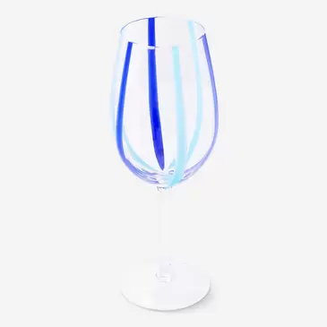 Copa de vino con rayas azules - 450 ml