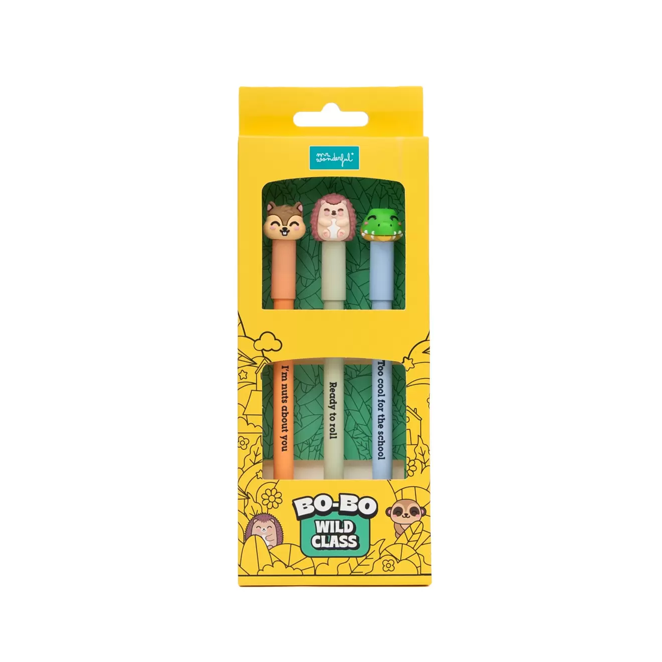 Set de 3 bolis borrables Bo-Bo - Ardilla, Erizo y Cocodrilo