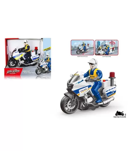 MOTO DE POLICÍA CITY SERIES CON LUCES Y SONIDOS DE PANRITOS