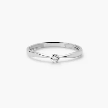 Anillo de oro blanco 18K diamante natural 0.07 ct. MOON