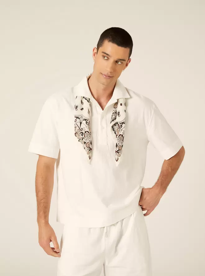 Polo Camisero de Mezcla de Lino