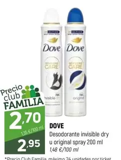 Dove - Desodorante Invisible Dry U Original Spray