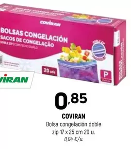 coviran - Bolsa Congelación Doble Zip 17 X 25 Cm 20 U.