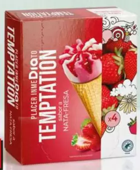 Dia Temptation - Helado Cono Sabor A Nata Y Fresa