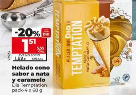 Dia Temptation - Helado Cono Sabor A Nata Y Caramelo