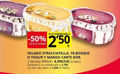 Carte d'Or - Helado Stracciatella, Fr.bosque O Yogur Y Mango