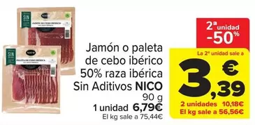 Nico - jamon o paleta de cebo iberico 50% raza iberica sin aditivos