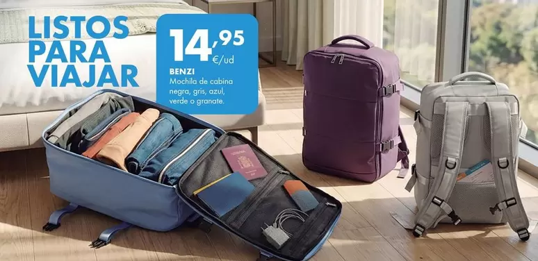 Benzi - Mochila De Cabina Negra, Gris, Azul, Verde O Granate