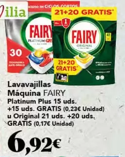 Fairy - Lavavajillas Maquina Platinum Plus 15 Uds. +15 Uds.