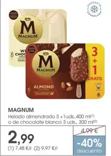 Magnum - Helado Almendrado 3 + 1 Uds. O De Chocolate Blanco 3 Uds