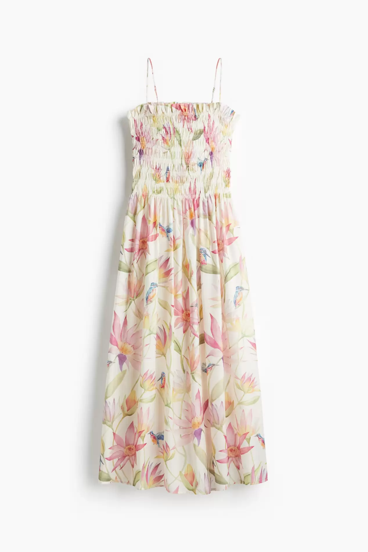 Vestido de tirantes con cuerpo nido de abeja