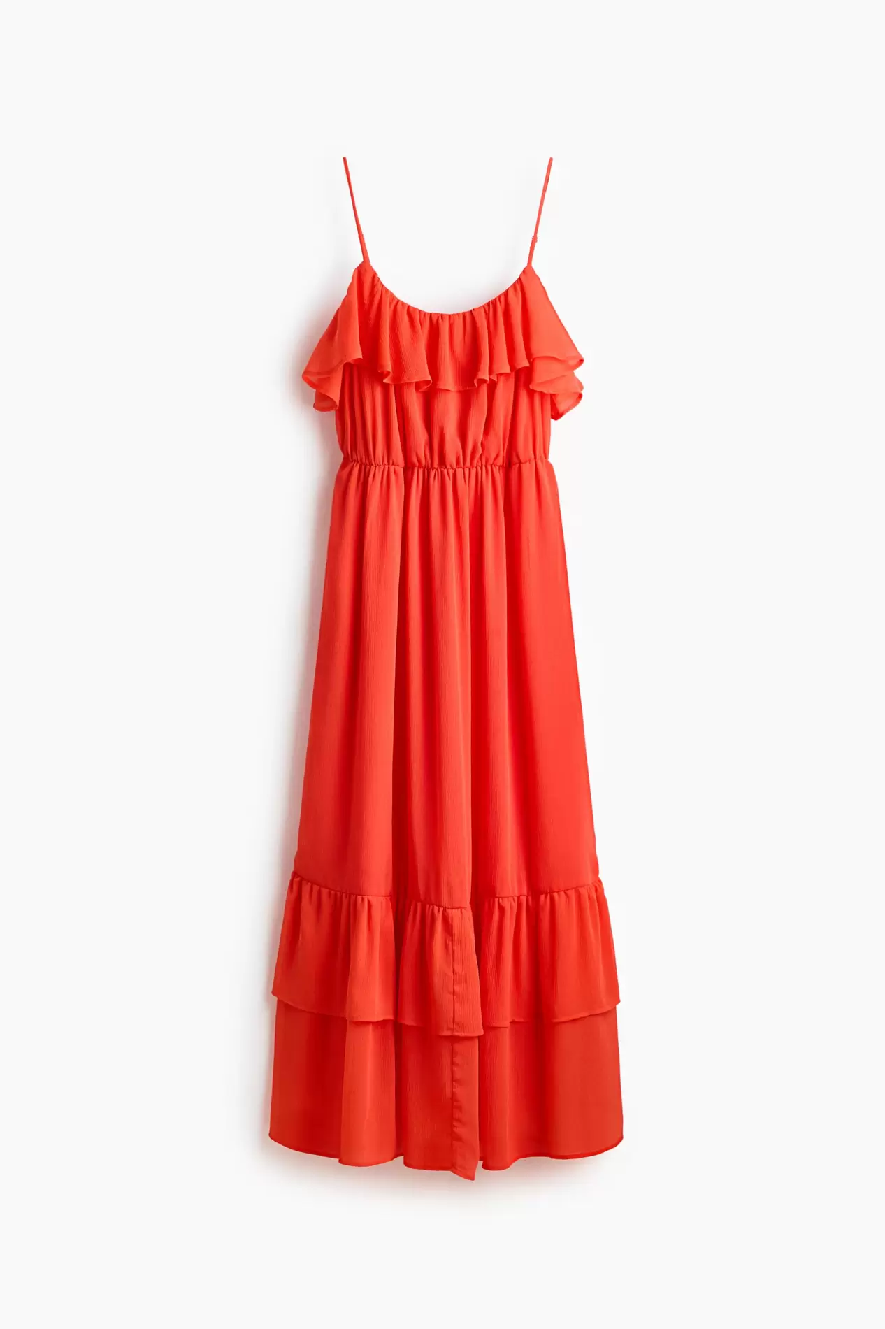 Vestido de volantes con tirantes espagueti
