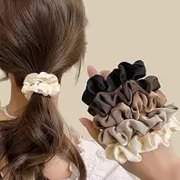 5 Pieces Satin Hair Scrunchies Hair Accessories for Women Cute Large Ponytail Holders Ponytail Holder No Damage Ponytail Holder Classic Colors