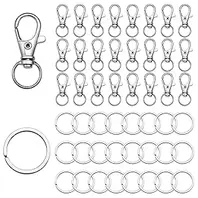 50 Pcs Metal Swivel Snap Hooks, 25 Pcs Lobster Claw Clasps and 25 Pcs Keychain Rings, Keychain Hooks for Lanyard Clip, Jewelry Making, Art Crafts, Silver