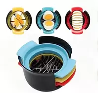 3 in 1 Egg Slicer for Hard Boiled Eggs, Multifunctional and Cute, Essential Kitchen Accessories Tool, 3 Modes, Ideal for Chopping Egg Salad, Strawberry Soft Fruit, Blue
