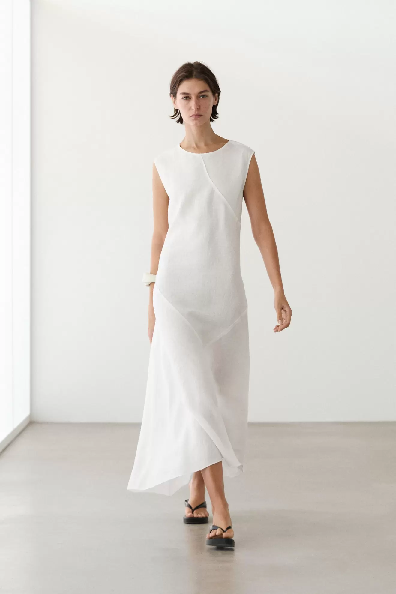 Vestido midi fluido 100% lino