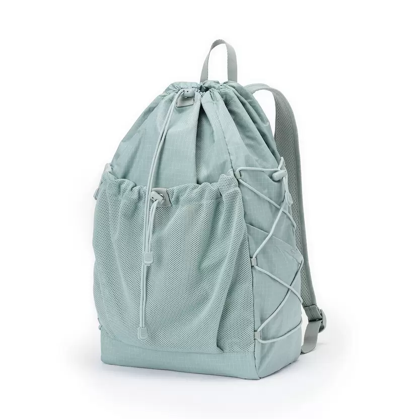 Mochila repelente al agua con cierre con cordón de tejido ripstop