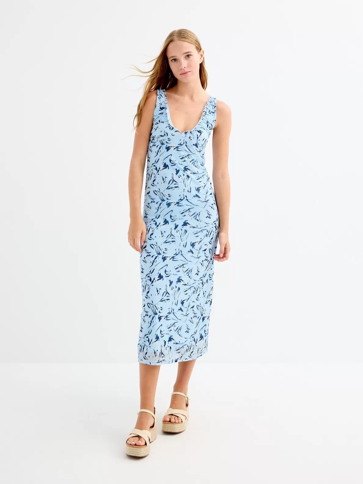 Vestido midi estampado azul