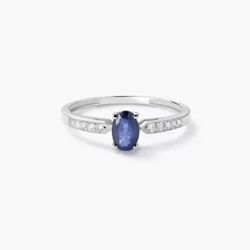 Anillo de oro blanco 18K diamante natural 0.102 ct. MIDNIGHT