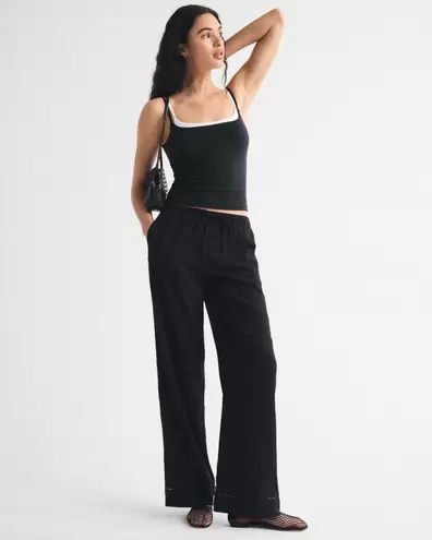 Pantalones de pernera ancha y de mezcla de lino sin cierres A&F Gemma
