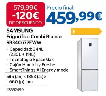 Samsung - Frigorifico Combi Blanco RB34C672EWW