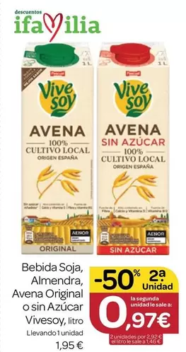 Vivesoy - Bebida Soja, Almendra, Avena Original O Sin Azúcar