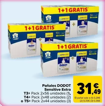 Dodot - Pañales Sensitive Extra T3+, T4+ O T5+ 
