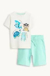 Animales marinos - conjunto - camiseta de manga corta y pantalón corto deportivo - 2 prendas
