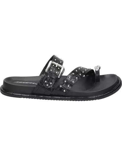 Sandalias Planas 1116-001 en Color Negro con Tachuelas para Mujer