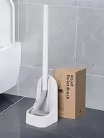 Silicone Toilet Brush Set, Golf Head Design Long Handle, Flexible, 360°Deep Cleaning, Wall Mounted with Removable Anti-Leak Base, Soft Bristles for Cleaning
