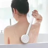1 Long Handle Bath Brush - Great for deeply cleaning your back, body and feet while showering (white)