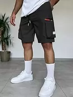 Pantalones cortos tipo cargo para hombre, cintura elástica, con cordón, ligeros, informales, con bolsillos con cremallera