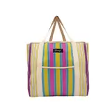 Talla: L - Mr. Wonderful WOA2404400SM Bolsa Tote Bag Estampada a Rayas Amarillo, Azul y Morado