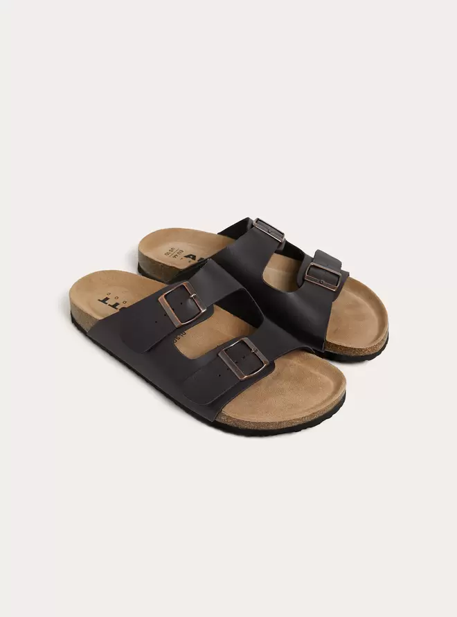 Sandalias Planas Efecto Piel con Suela de Ante