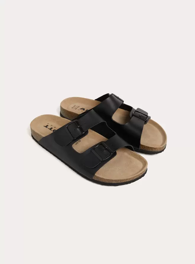 Sandalias Planas Efecto Piel con Suela de Ante