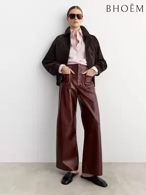 Faux Leather Patch Pockets Trousers