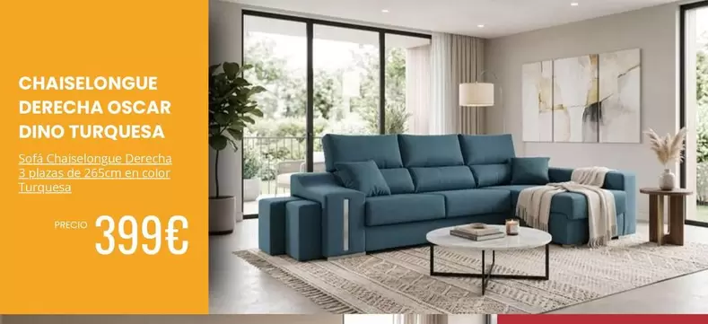 Chaiselongue Derecha Oscar Dino Turquesa