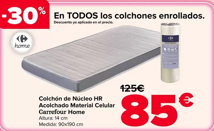 Carrefour Home - Colchón De Núcleo Hr Acolchado Material Celular