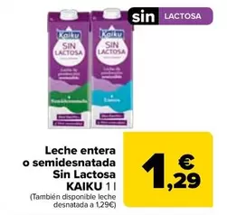 Kaiku - Leche Entera O Semidesnatada Sin Lactosa 