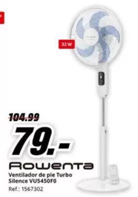Rowenta - Ventilador De Pie Turbo Silence VUE450F0