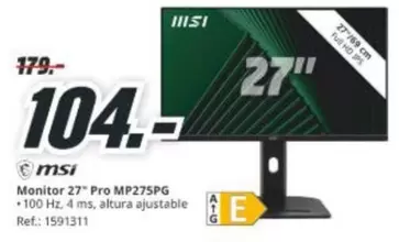 MSI - Monitor 27" Pro Mp275pg