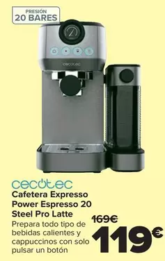 Cecotec - Cafetera Expresso Power Espresso 20 Steel Pro Latte