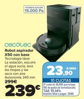 Cecotec - Robot Aspirador X50 Con Base