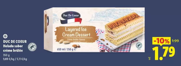 Duc De Coeur - Helado Sabor Creme Brulee