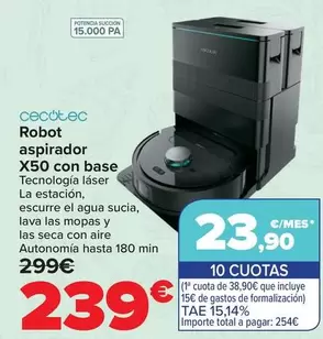 Cecotec - Robot Aspirador X50 Con Base