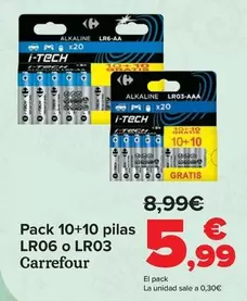 Carrefour - Pack 10+10 Pilas LR06 O LR03